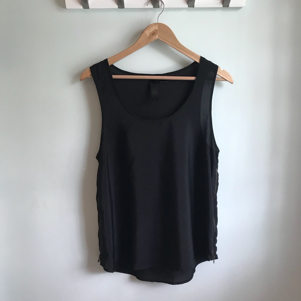 Black sleeveless top with zipper sides